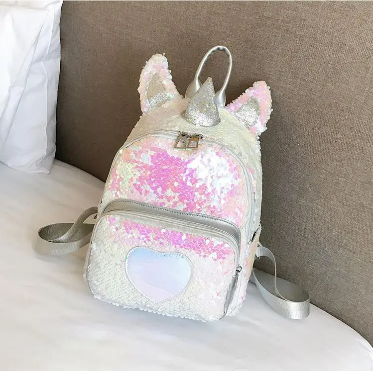 Фото Сумки для женщин 2019 модная школьная сумка с лазерными блестками девочек рюкзак