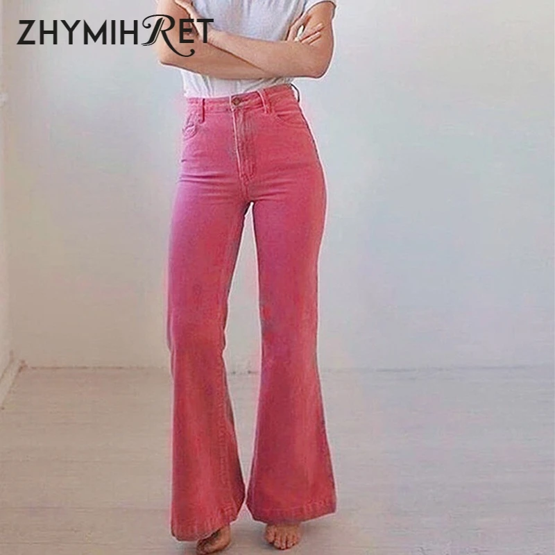 Женские вельветовые расклешенные брюки ZHYMIHRET с высокой талией Осень зима 2020