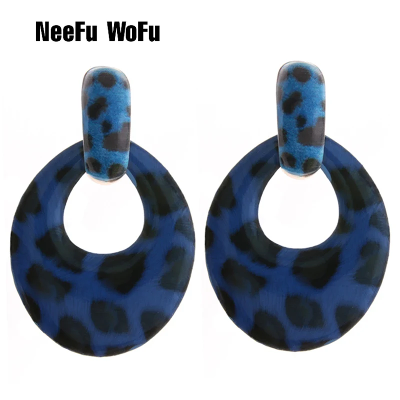 

NeeFu WoFu Band tiger Leather Earrings printing Large Long Water Drop Big Earring Woman Brinco Ear Oorbellen Christmas Gift ouch