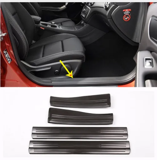 4 x черный и серебристый порог защитная накладка для Mercedes Benz A B CLA GLA Class W176 W246 W117 C117
