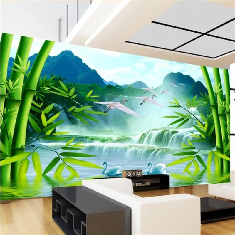 3d фотообои beibehang на заказ бамбуковый лес Живописный фон для телевизора украшение