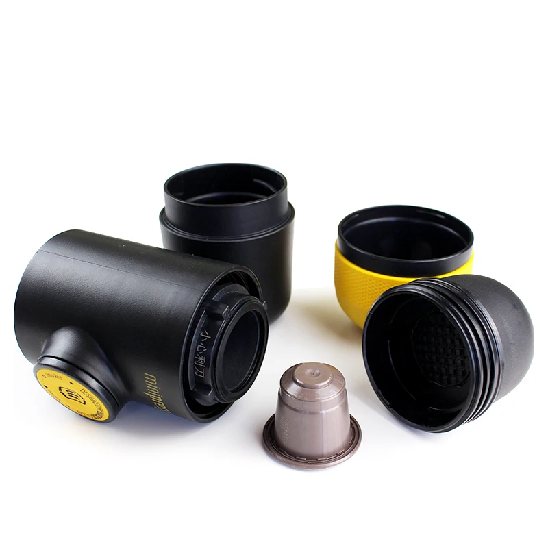 Желтая дизайнерская ручная кофеварка, портативные капсулы для капсул Nespresso