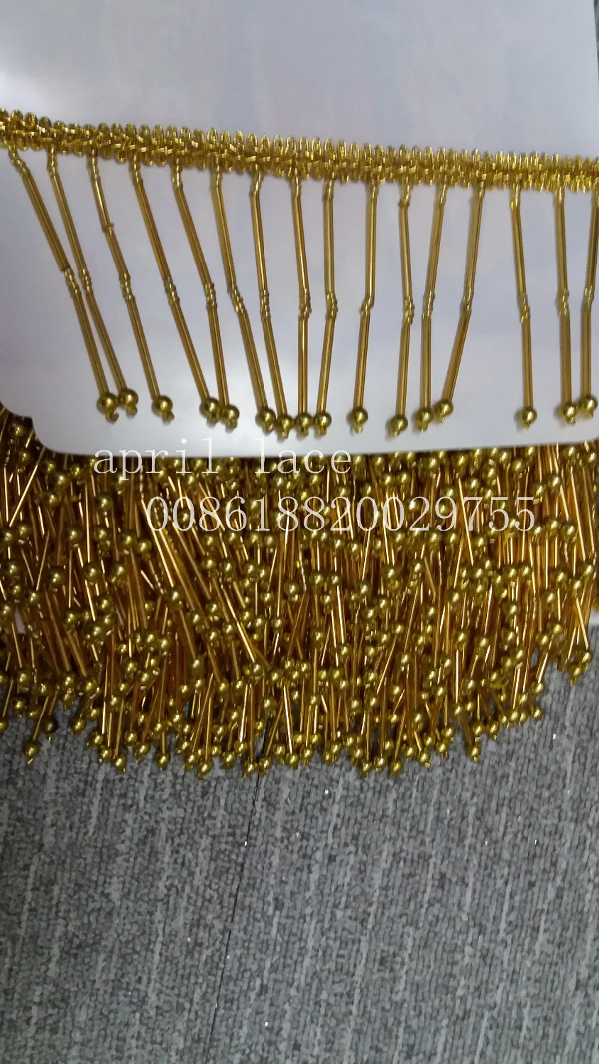 10 ярдов ширина 9 см Золотая лента с бисером кисточка бахромой для