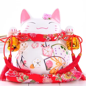 Crafts Arts Home decoration Lucky Cat ornaments large Japanese ceramic piggy piggy bank opened the big youth creative gifts