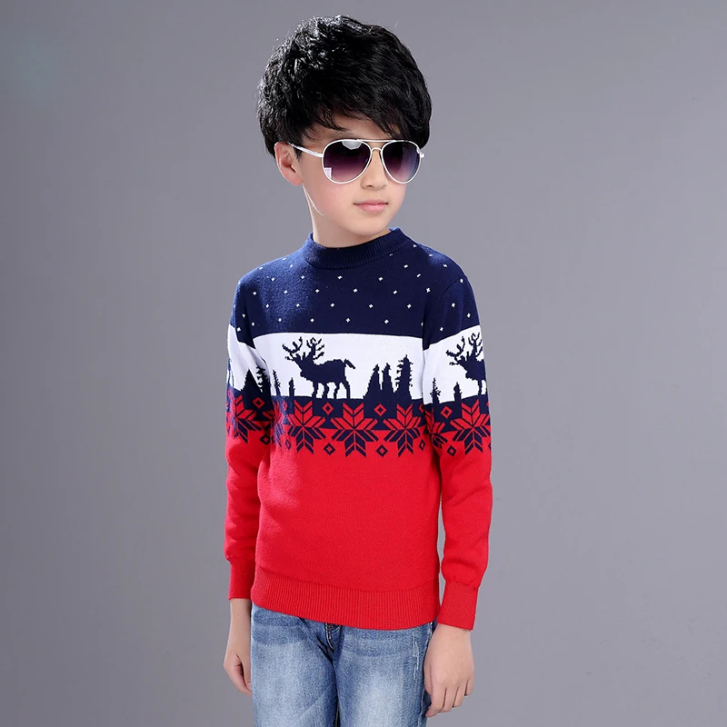 Детский свитер зимняя новая теплая одежда детская для мальчиков с круглым