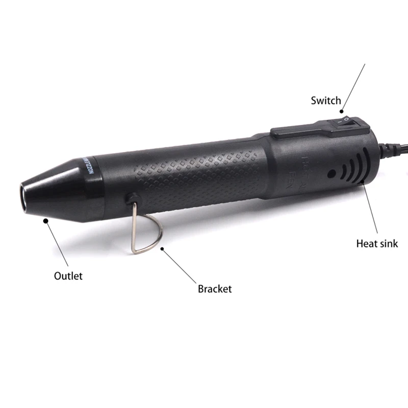 black 110V Тепловая ручка 110 В Тепловая пушка горячего воздуха для дома DIY 110 в разъем электроинструменты нагревательная фиксация - Цвет: black 110V
