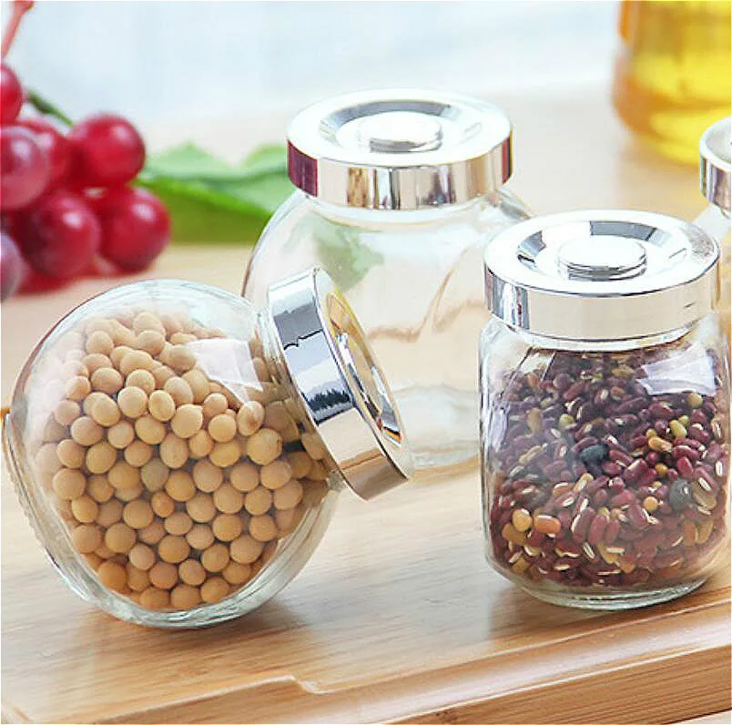 Круглая кухонная Стеклянная герметичная емкость прозрачная для хранения