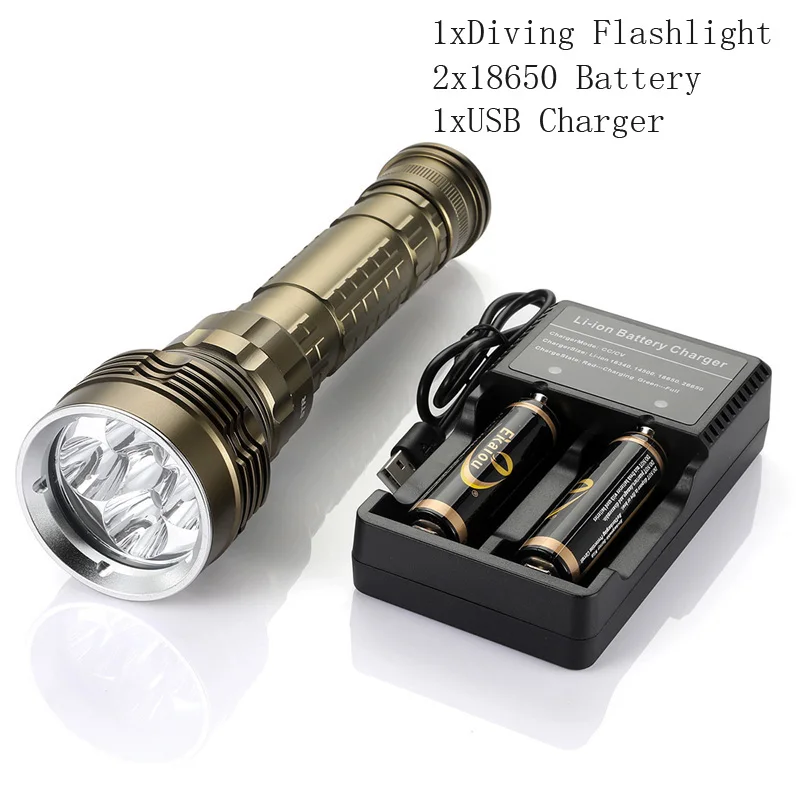 P2 Водонепроницаемый 6000 люмен 5x XM-U2 светодиодный вспышка для подводного погружения и светильник 2x18650 подводный 100 м подводный фонарь Тактический светильник - Испускаемый цвет: P2