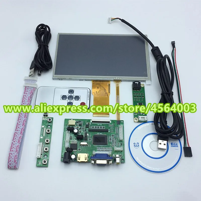 

7 inch 1024*600 HD display LCD Resistive touch screen Monitor driver board TTL LVDS Controller HDMI VGA 2AV kit for Raspberry Pi