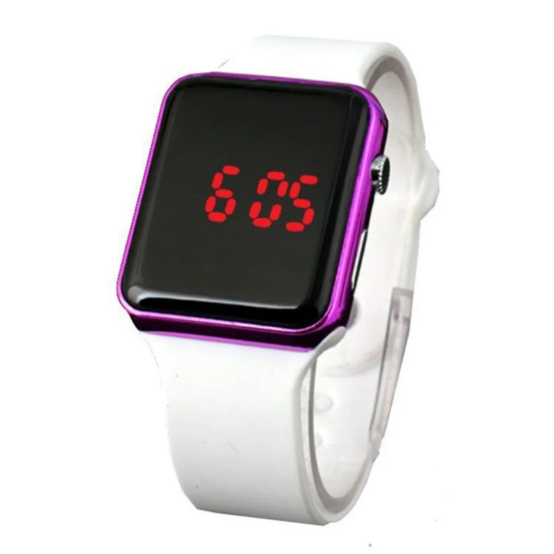 white purple Мужские спортивные светодиодный часы Мужские Цифровые часы мужские часы силиконовые электронные часы мужские часы reloj hombre hodinky relogio masculino - Цвет: white purple