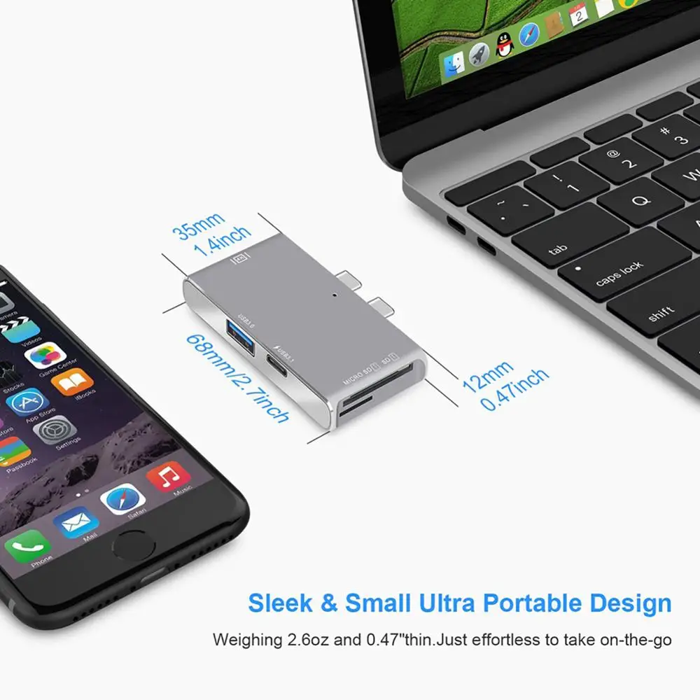 USB C концентратор HDMI 4K для MacBook Pro thunderbolt 3 Type с устройство чтения карт SD TF зарядное