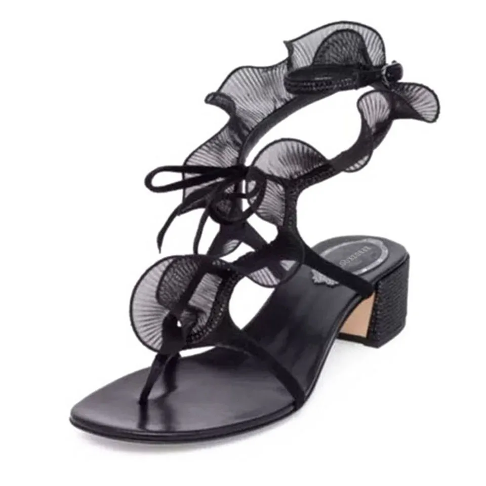 Обувь дизайнерские сандалии женщины люкс хороший Slingback низкий каблук плеть шнурок блок ВПП квадрат гладиатор зашнуровать элегантный приукрашенный Коренастый Лето