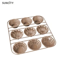 9 cups metal muffin cupcake mold tins 3d cute handmade flower jelly pudding fondant cookie mini mould baking cake pan bm 050