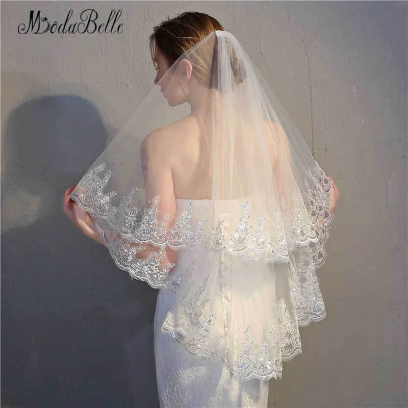 Modabelle женские короткие тюлевые Свадебные вуали белого цвета и слоновой кости с