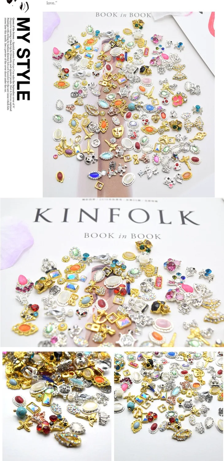 10 шт. смешанные банты/цветы/хрустальные подвески для ногтей украшения прозрачные