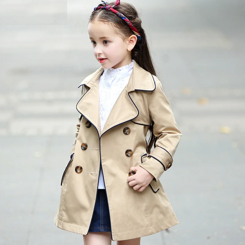 2018 модные Плащи для девочек куртки с двойным воротником одежда хлопковые топы