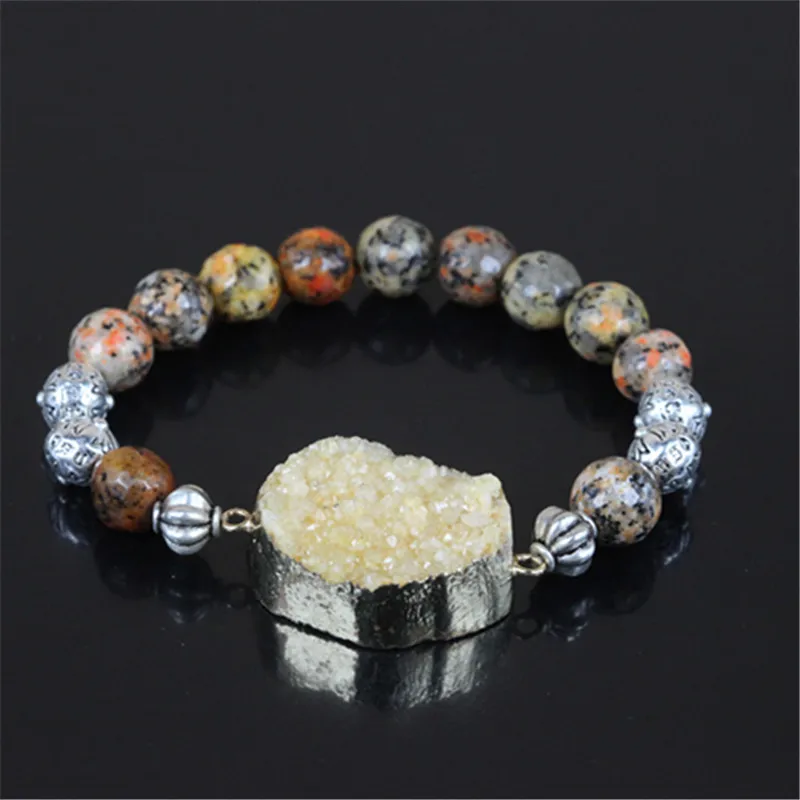 Высокое качество очарование drusy druzy Кристалл кварцевый камень Браслеты
