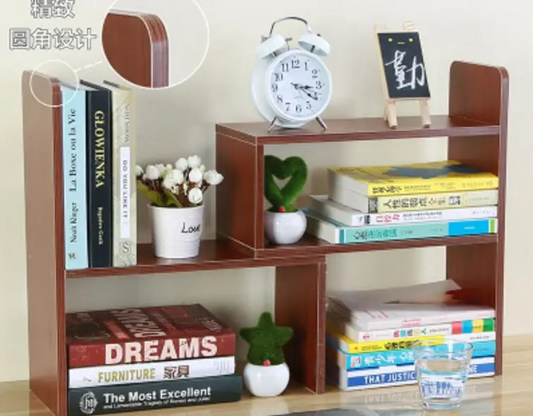 Безопасный круглый Угловой дизайн DIY офисный книжный шкаф стол книжная полка портативная полка с тремя сборками стилей - Цвет: Teak Color