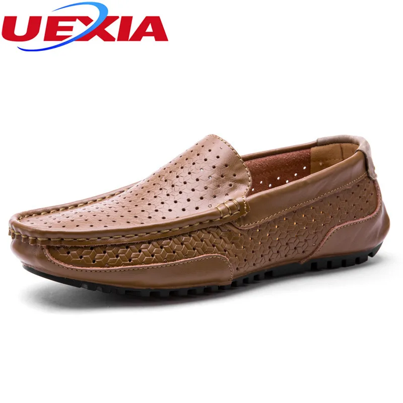 Летние ленивый кожаные лоферы мужские слипоны водонепроницаемые Мокасины