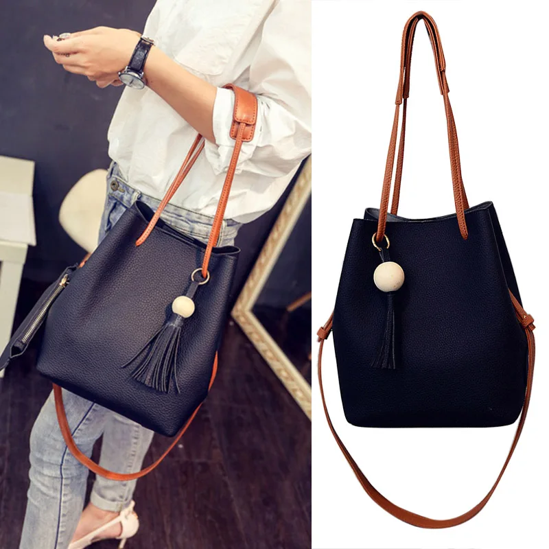 Bags for Women 2020 New PU Leather Bucket Shoulder Bag with Small Handbag Messenger Satchel bolsa feminina | Багаж и сумки