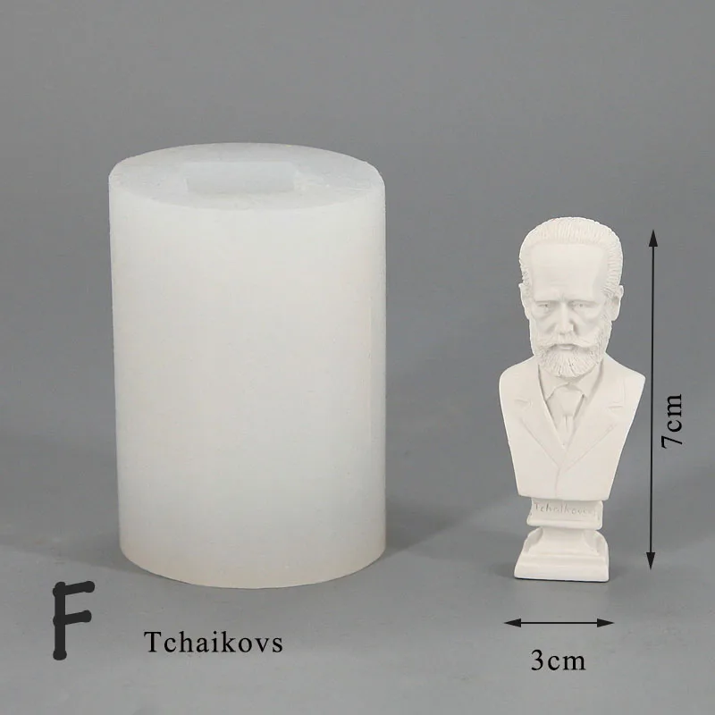 F Гипсовая статуя, силиконовые формы, известный музыкант, пластырь, прессформы для резки соли, DIY, формы для свечей - Цвет: F