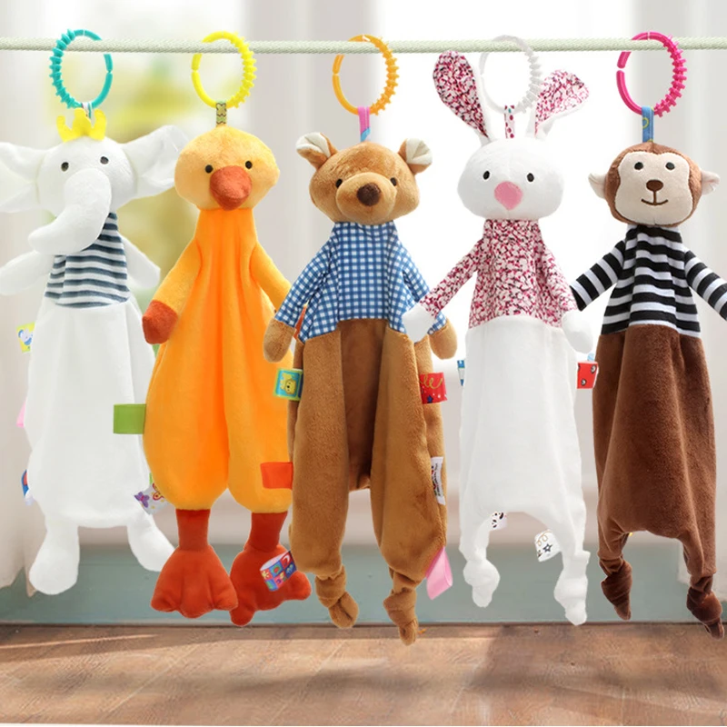 

Baby Appease Towel Toys Cute Animal Plush Doll Teether Developmental Baby Towel Stroller Bed Sleeping Blanket Toy