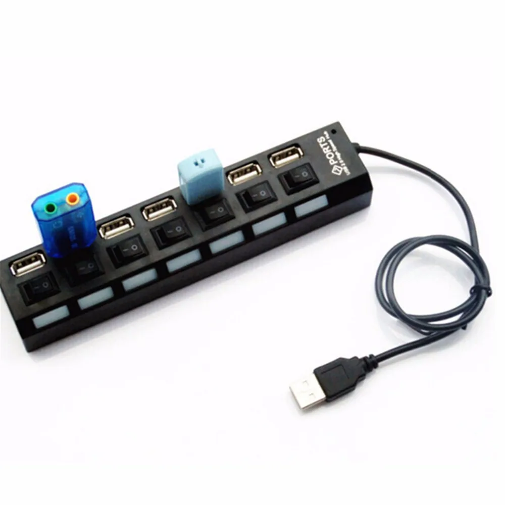 Внешний 7 Порты и разъёмы USB разветвитель концентратор 2 0 с Micro Мощность для