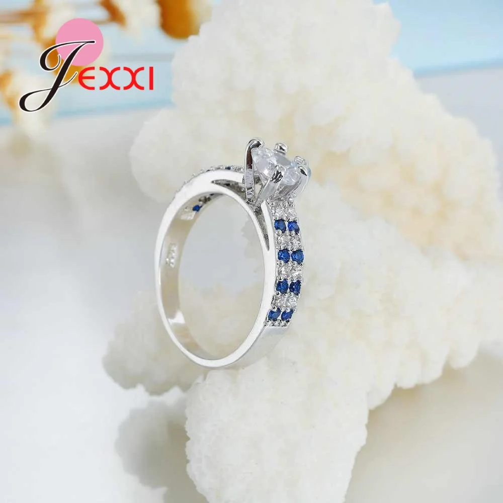 Simple Heart Crystal Wedding Engagement Rings For Women Fashion Bands Style Cubic Zirconia Proposal Finger Ring Jewellery