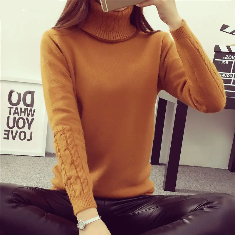 2019 Sweater Women New Style Autumn And Winter Thick Slim High Collar Solid Color women's Sweaters Pullovers Vestidos LXJ463 | Женская