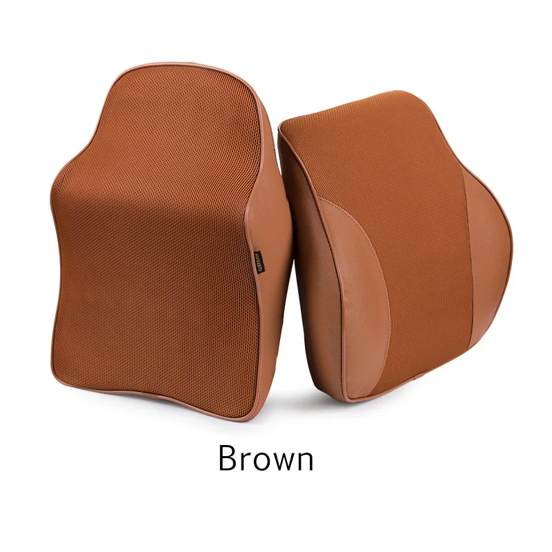 Pillow and Support QUEES Автомобильная подушка для шеи и Сиденье Поддержка памяти подушка из мягкой пены подголовник из искусственной кожи - Цвет: Pillow and Support