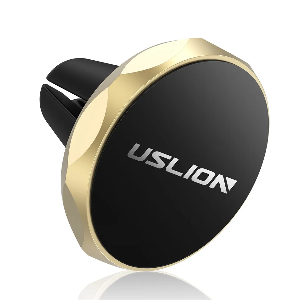 Gold USLION Автомобильный держатель для телефона, автомобильная подставка для iPhone X 8 7 6 Plus, универсальный магнитный держатель для мобильного телефона с креплением на вентиляционное отверстие, магнитный держатель для gps навигации - Цвет: Gold