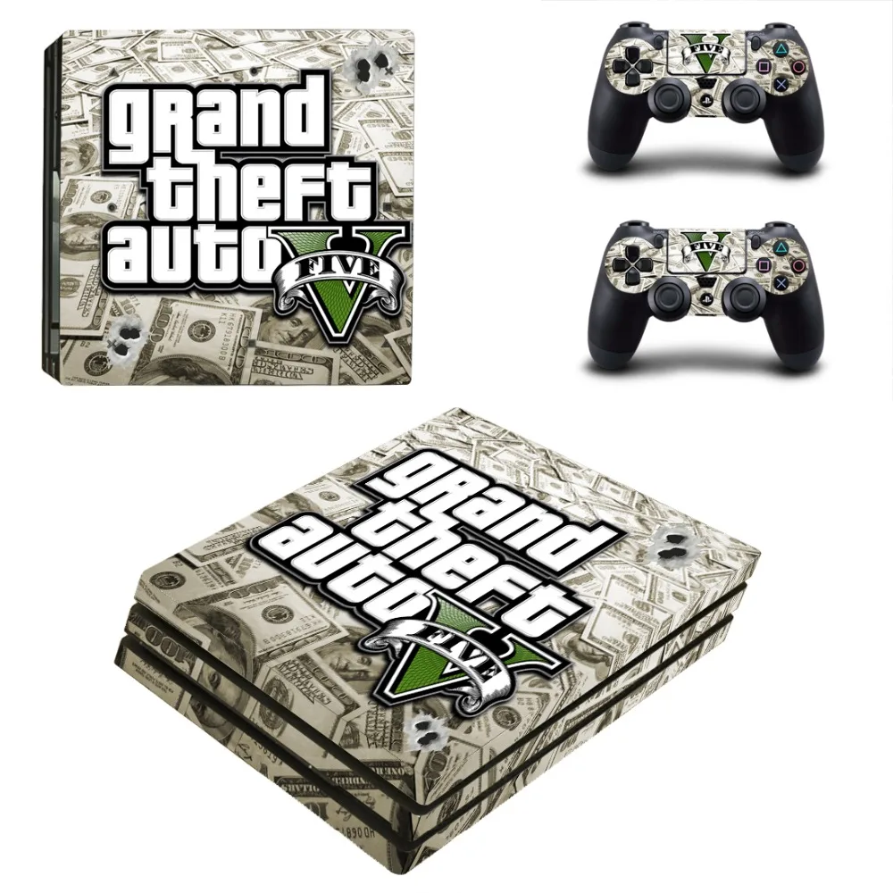 Виниловая наклейка Grand Theft Auto V GTA 5 PS4 Pro для консоли PlayStation 4 и 2 контроллеров