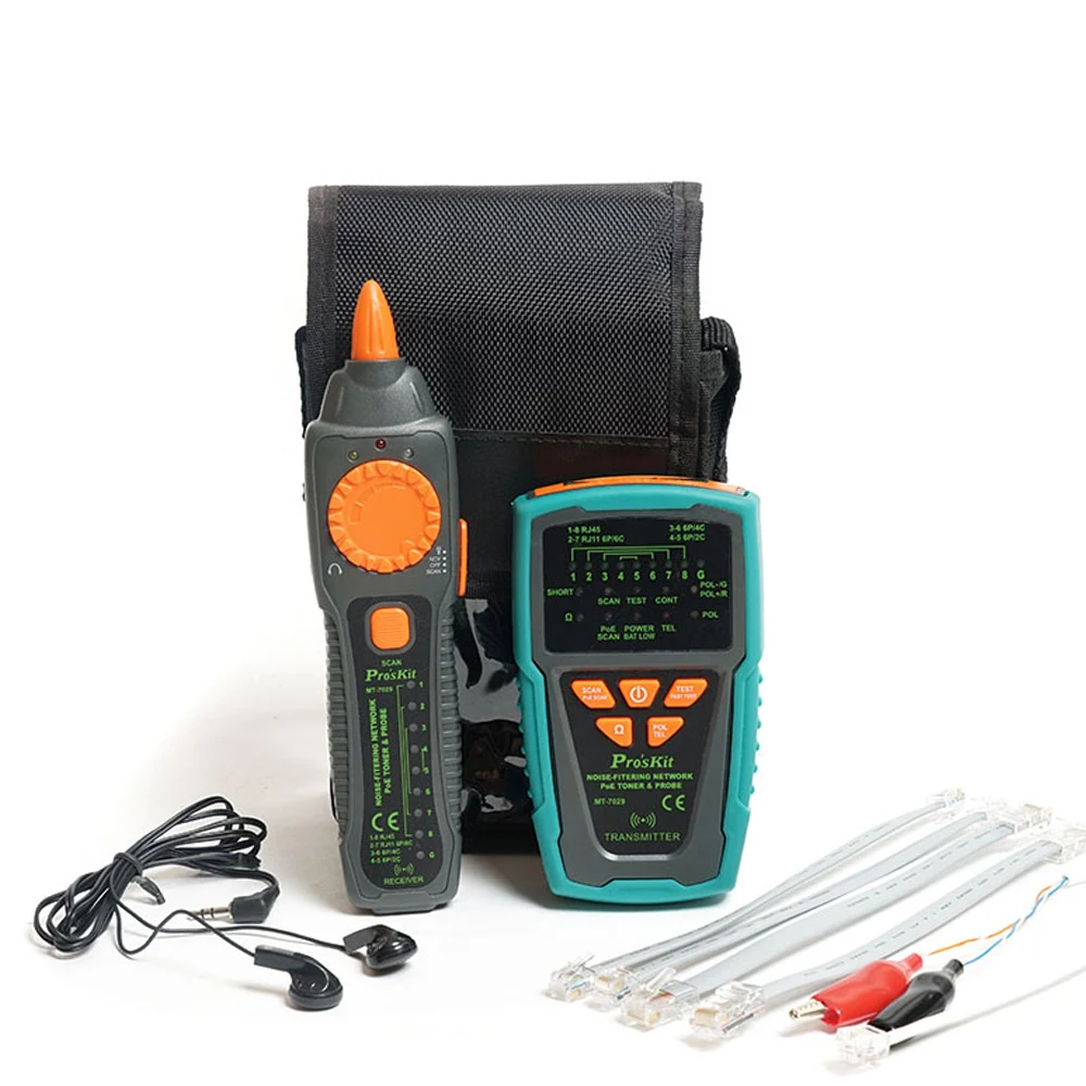 Pro'skit MT-7029-C тестер сетевого кабеля с функцией защиты от помех аудио сети POE для