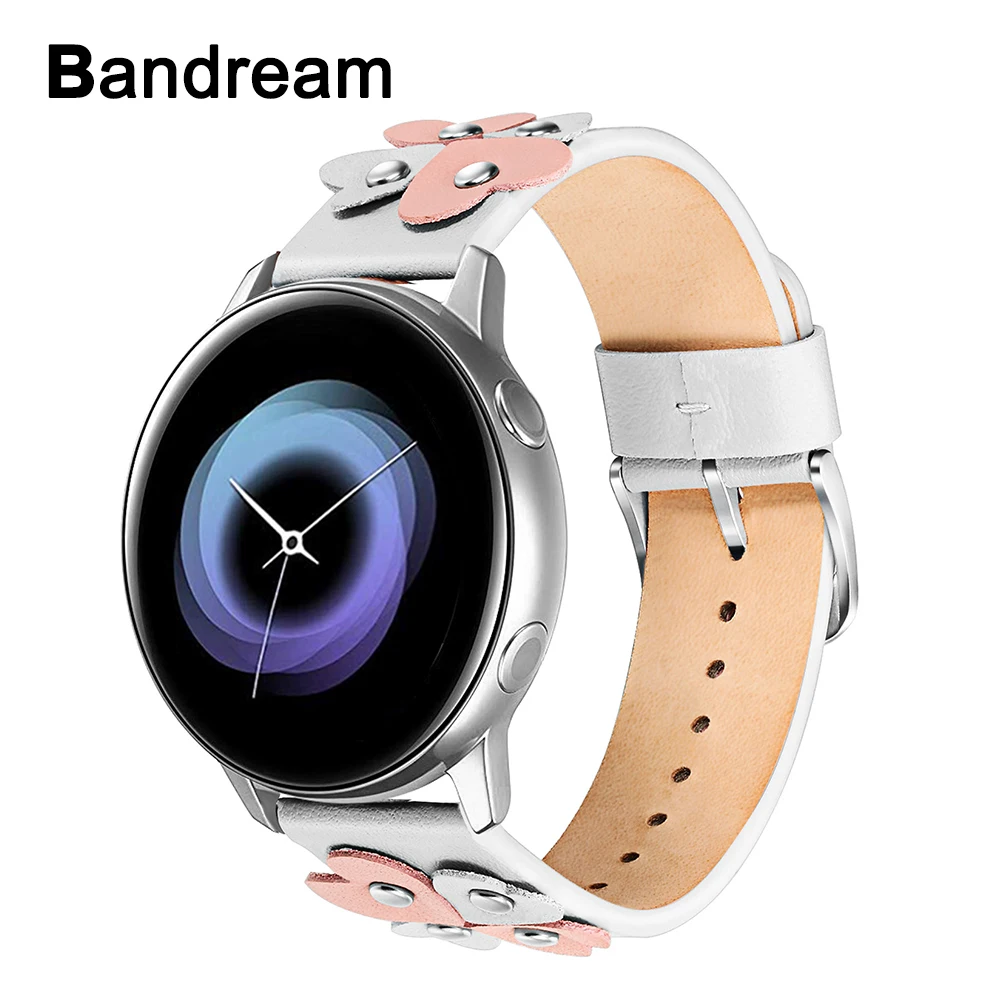 Ремешок из натуральной кожи для наручных часов Цветочный браслет Samsung Galaxy Watch Active