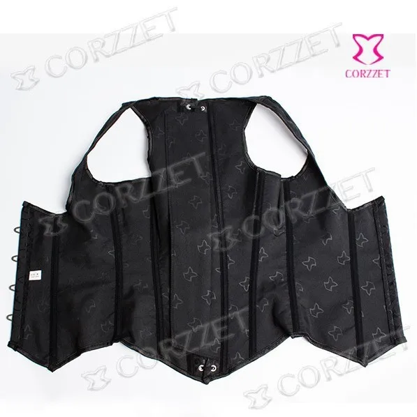 

Latex Waist Cincher Vest Black Jacquard Steel Boned Underbust Waist Trainer Corsets And Bustiers Gothic Sexy Corset Espartilho