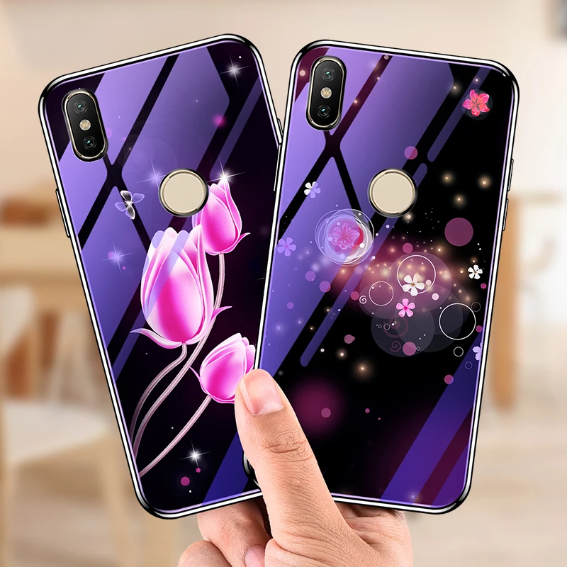 Чехол из закаленного стекла синего цвета для Xiaomi Mi 9 SE Play Redmi Note 7 Pro Redm задняя