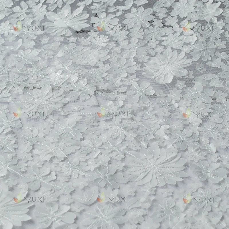 Упаковка из 5 ярдов: белая полиэфирная сетка лазерная вышивка ткань высокой