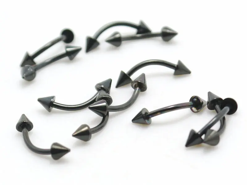 Изогнутое Кольцо для пирсинга бровей черные украшения тела с острие из