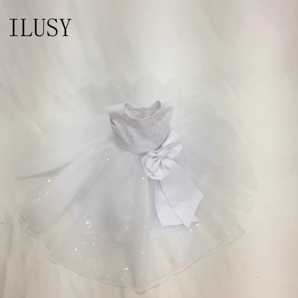 Белое Бальное Платье ILUSY цветочные платья для девочек Пышное с круглым вырезом