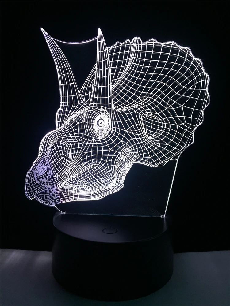 Новый RGB светильник с головой динозавра Ngau Tau 3D светодиодный ночник градиентом 7