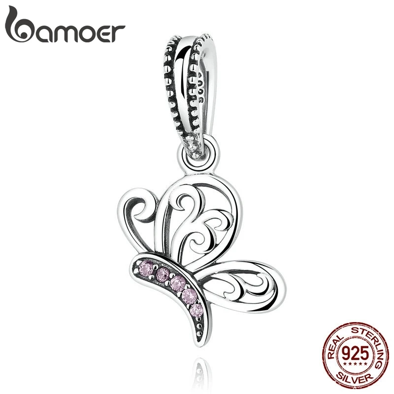 BAMOER, 4 стиля,, 925 пробы, серебряные подвески, Бабочка, пчела, насекомые, бусины, подвески, шарм, подходят для браслетов для женщин, ювелирные изделия