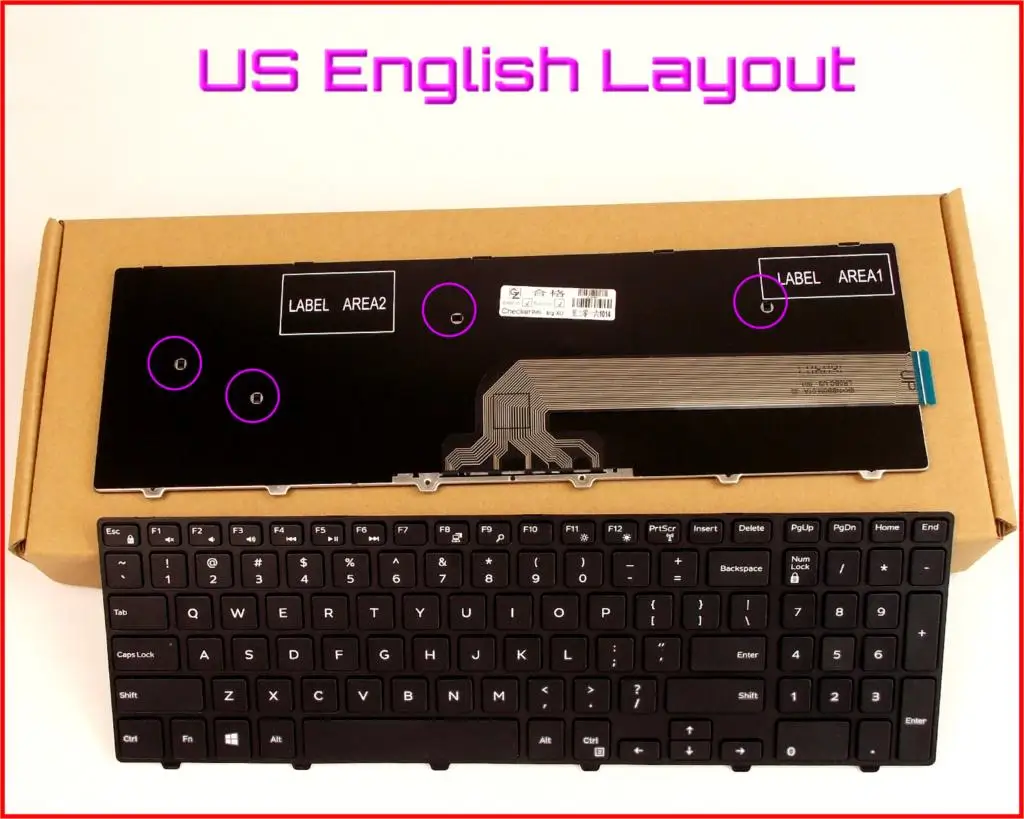 

New Keyboard US English Version for Dell Inspiron 15 5000 0KPP2C MP-13N7 P39F KPP2C Laptop Black With frame Non-Backlit