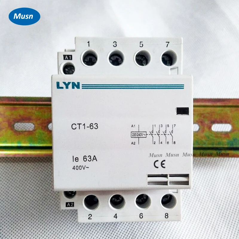 

CT1 4P 63A 2NC 2NO 220V 400V 50/60HZ Din rail Household ac contactor