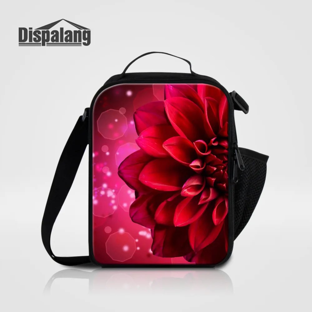 Dispalang красные сумки для ланча с цветочным принтом детей персонализированная