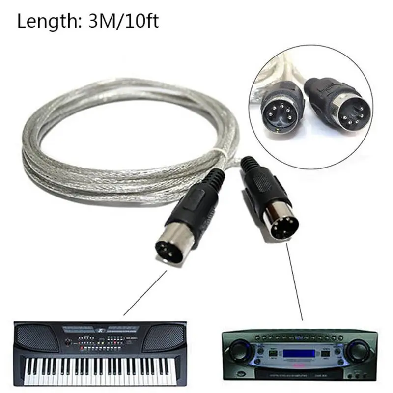 Black 3 м/10ft MIDI Удлинительный кабель со штыревыми соединителями на обоих концах для подключения 5-контактный разъем синтезатор пианино клавиатура teclado музыкальный midi Контроллер пианино - Цвет: Black