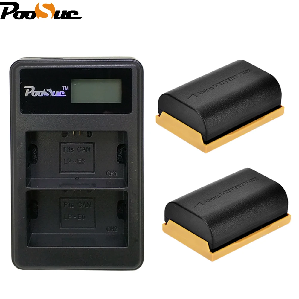 Зарядное устройство с двумя USB портами для Canon 5D Mark II III 7D 60D EOS 6D 70D 5D3 2 шт.|lp e6|battery lp