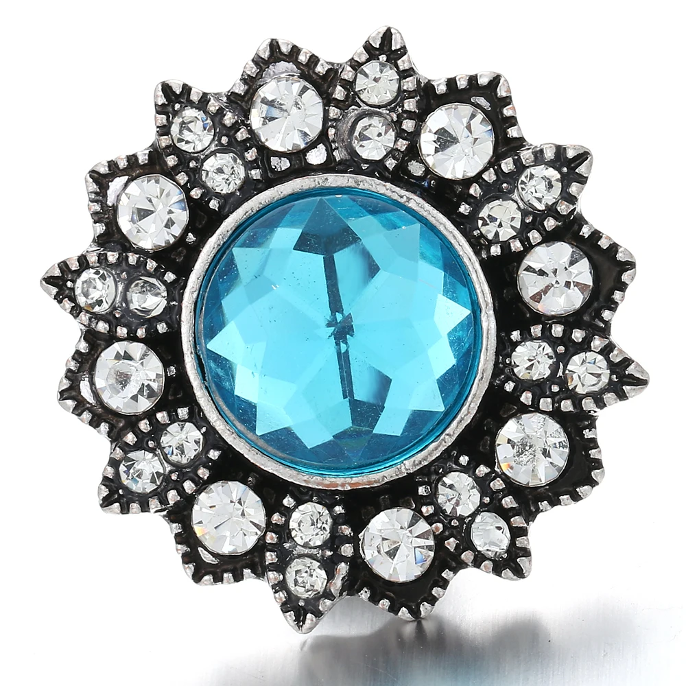 6pcs/lot New 18mm Snap Button Jewelry Rhinestone Crystal Flower Buttons Fit Silver Bracelet Bangles For Women | Украшения и