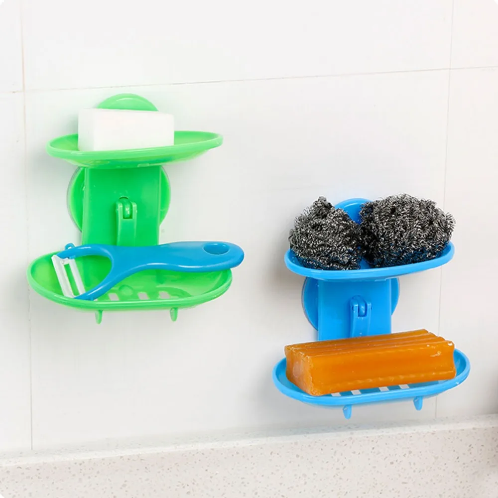 Hot wander Creative Double Layers Soap Box Bathroom Dish Sucker Holder Container Drain and Trace Drop shipping New | Дом и сад
