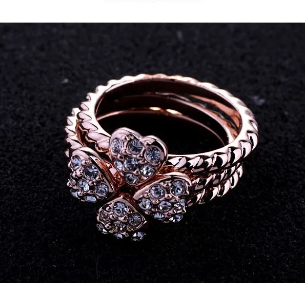 Женские кольца с кристаллами CHRAN классические обручальные золотого цвета тремя