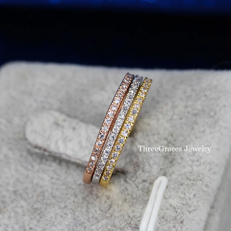Fashion Stackable Rings Costume Jewelry Gold Color And Silver Luxury Cubic Zirconia Wedding Ring Set For Women RG036 | Украшения и